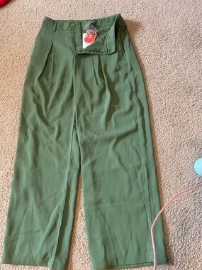 Cider High-Rise Olive Green Wide-Leg Pants / trousers